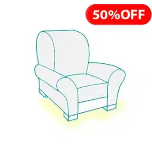 Leather armchair with detailed cleaning icon