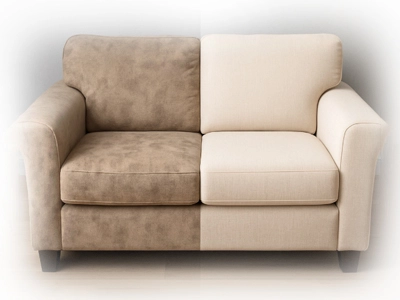 Sofa cleaning, before-and-after