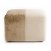 Dirty and clean side comparison on a large fabric ottoman