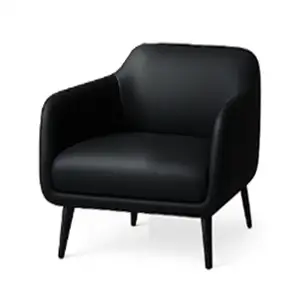 Black leather armchair with refreshed look and shine